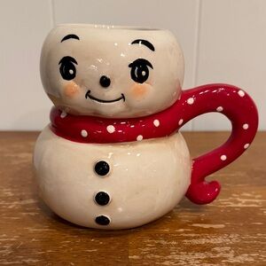 Festive Snowman Mug with Red Scarf Handle